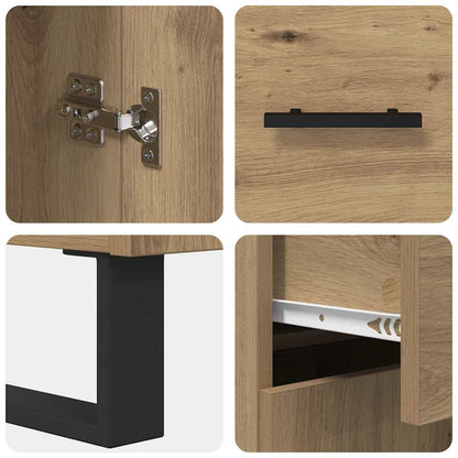 Highboard 2 pcs Artisan Oak Engineered Wood and Glass