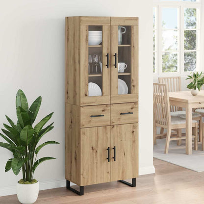 Highboard 2 pcs Artisan Oak Engineered Wood and Glass
