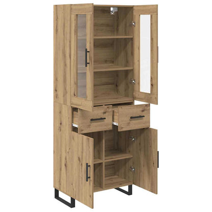 Highboard 2 pcs Artisan Oak Engineered Wood and Glass