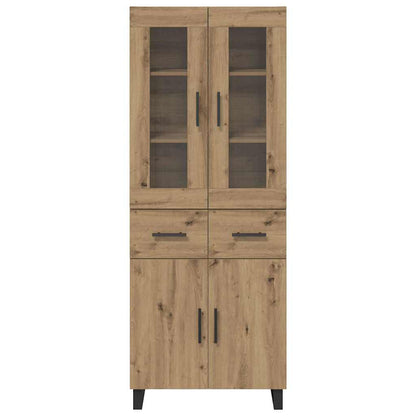 Highboard 2 pcs Artisan Oak Engineered Wood and Glass