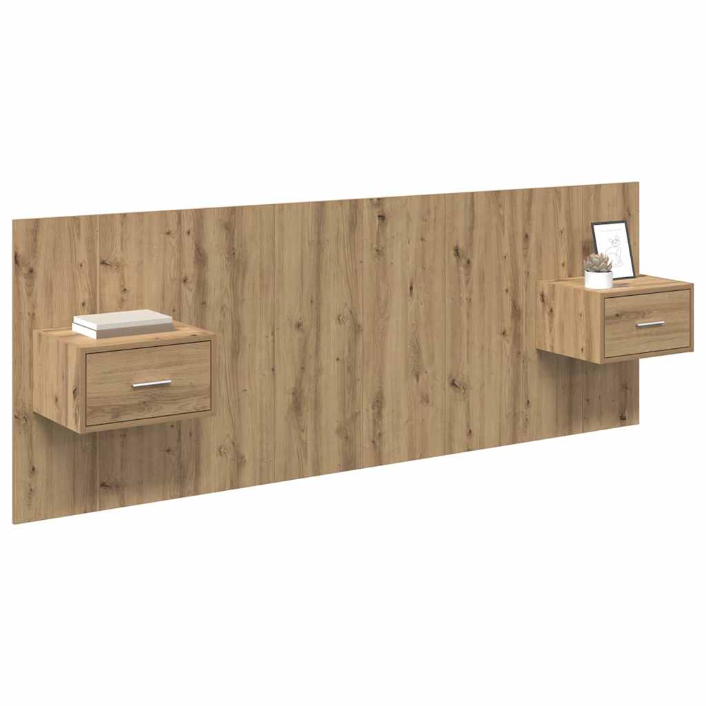 Headboard with Cabinet 3 pcs Artisan Oak Engineered Wood