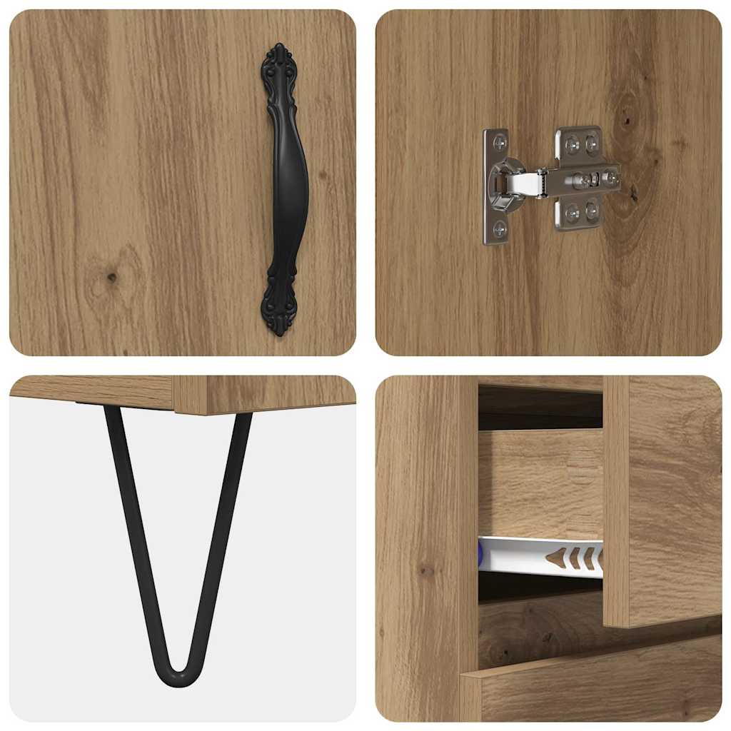 Highboard with Drawer 2 pcs Artisan Oak Engineered Wood