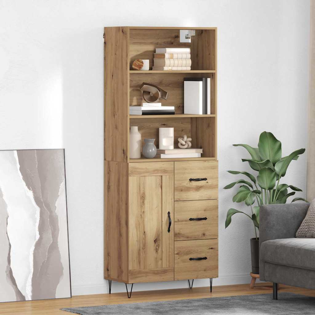 Highboard with Drawer 2 pcs Artisan Oak Engineered Wood
