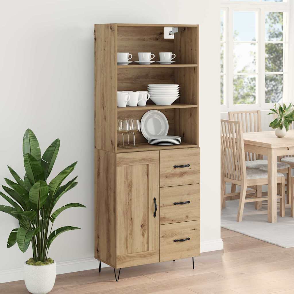 Highboard with Drawer 2 pcs Artisan Oak Engineered Wood
