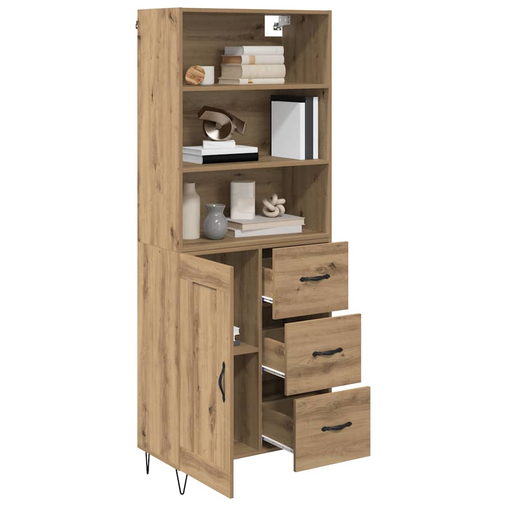 Highboard with Drawer 2 pcs Artisan Oak Engineered Wood