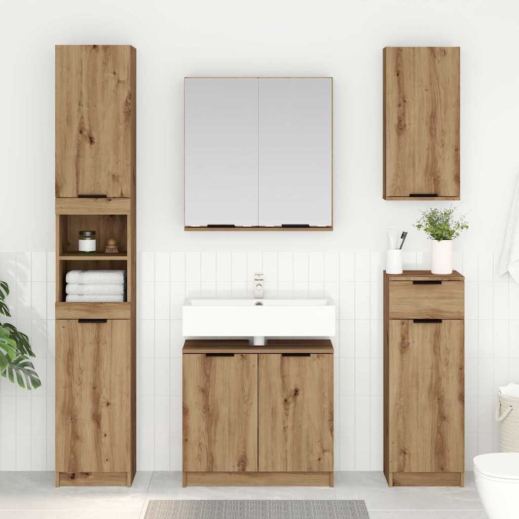 Bathroom Cabinet Set 3 pcs Artisan Oak Engineered Wood