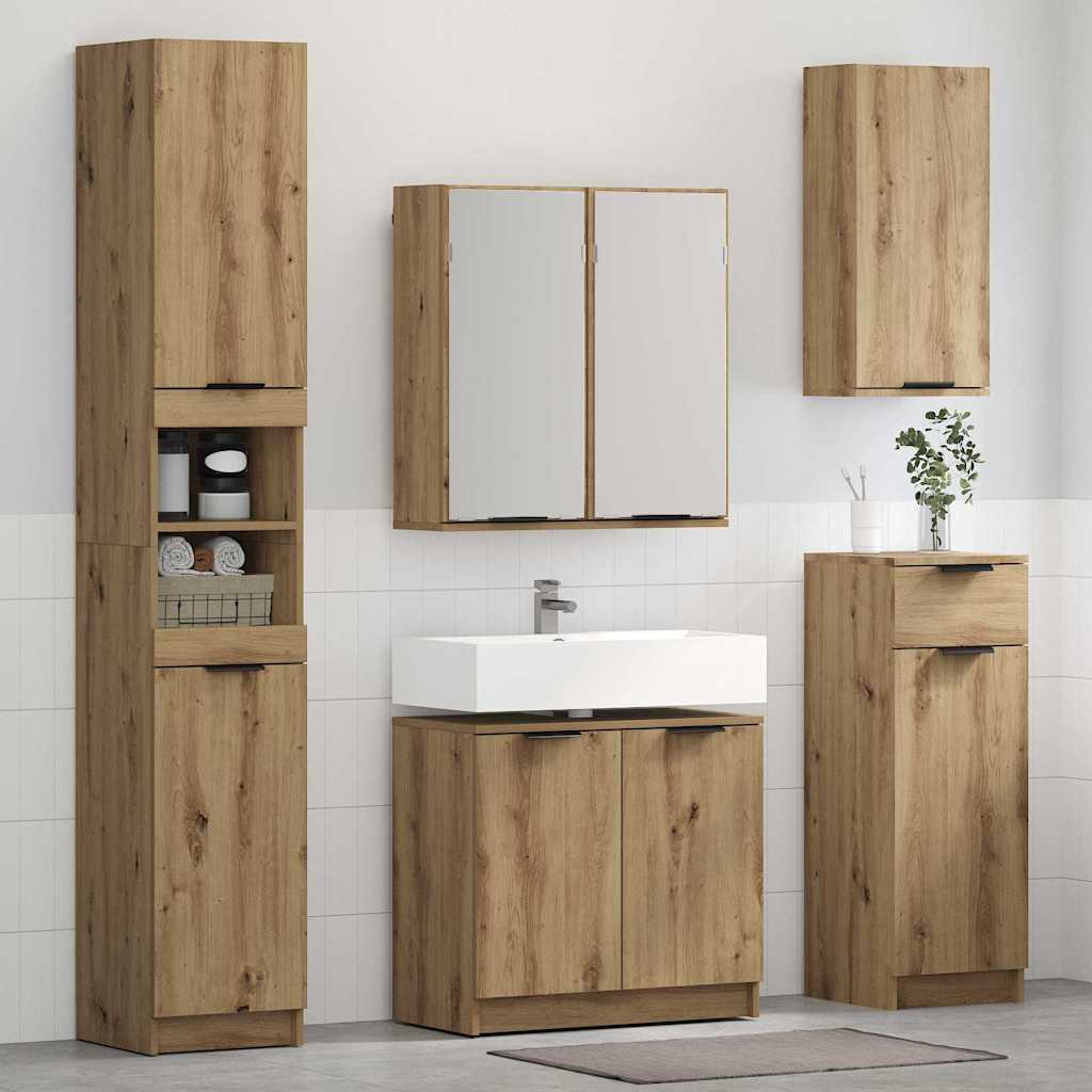 Bathroom Cabinet Set 3 pcs Artisan Oak Engineered Wood