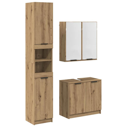 Bathroom Cabinet Set 3 pcs Artisan Oak Engineered Wood