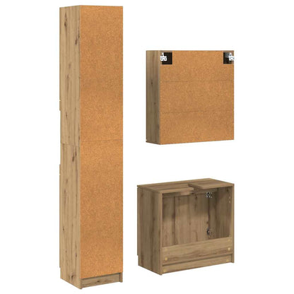 Bathroom Cabinet Set 3 pcs Artisan Oak Engineered Wood