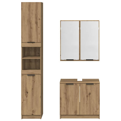 Bathroom Cabinet Set 3 pcs Artisan Oak Engineered Wood