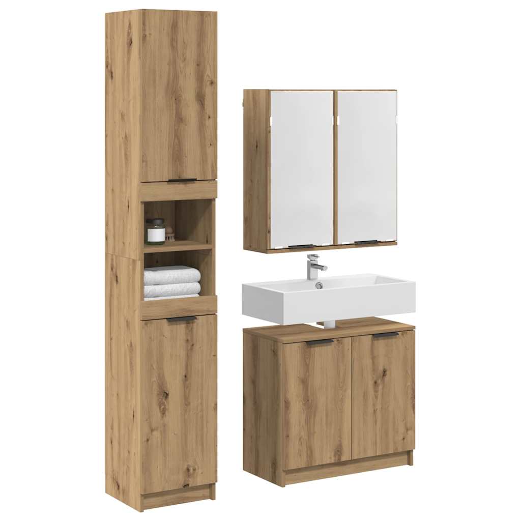 Bathroom Cabinet Set 3 pcs Artisan Oak Engineered Wood