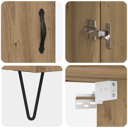 Highboard 2 pcs Artisan Oak Engineered Wood and Glass