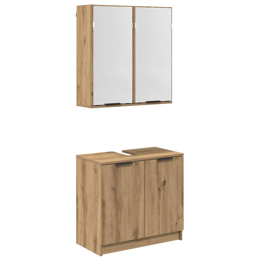 Bathroom Cabinet Set with Shelf Artisan Oak Engineered Wood