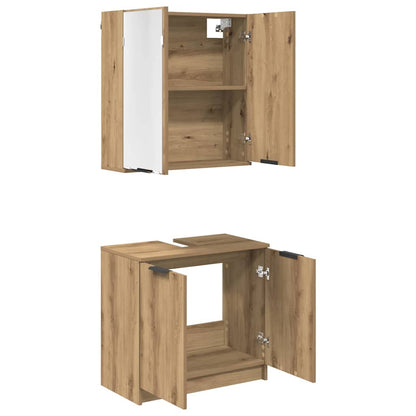 Bathroom Cabinet Set with Shelf Artisan Oak Engineered Wood
