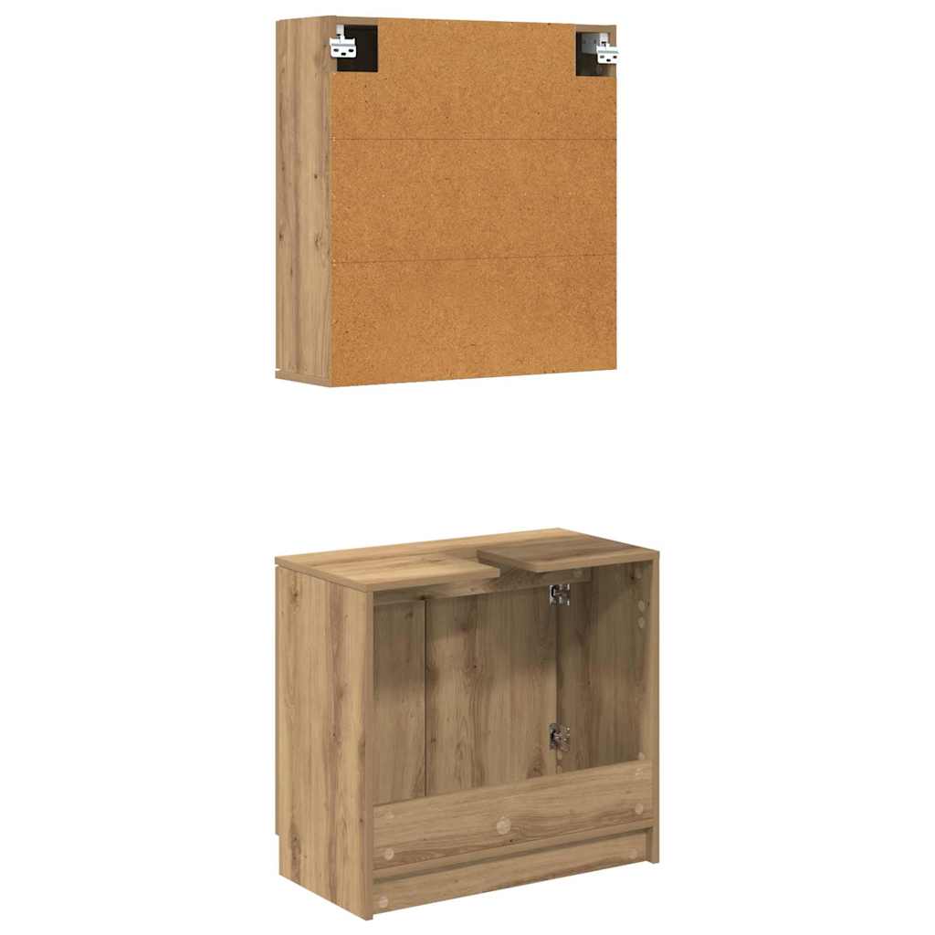 Bathroom Cabinet Set with Shelf Artisan Oak Engineered Wood