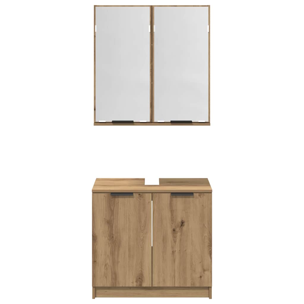 Bathroom Cabinet Set with Shelf Artisan Oak Engineered Wood