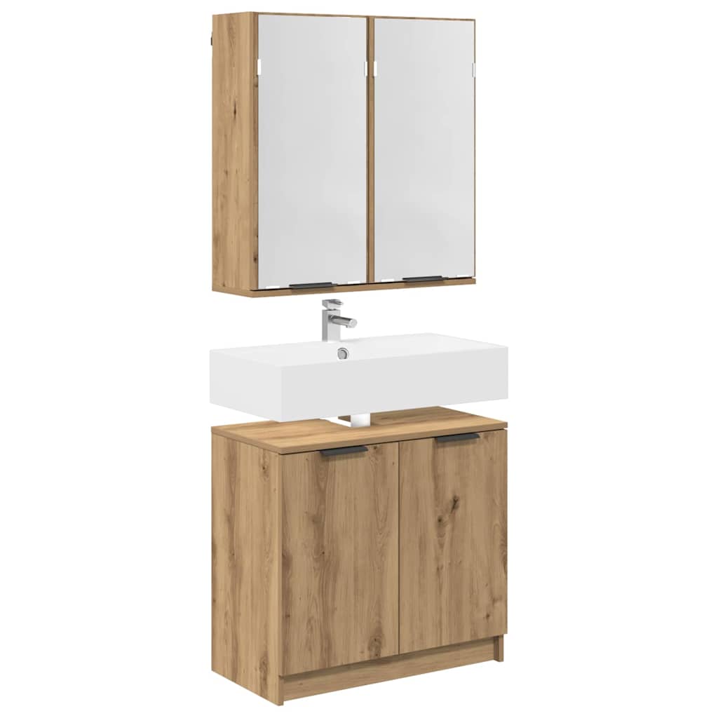 Bathroom Cabinet Set with Shelf Artisan Oak Engineered Wood