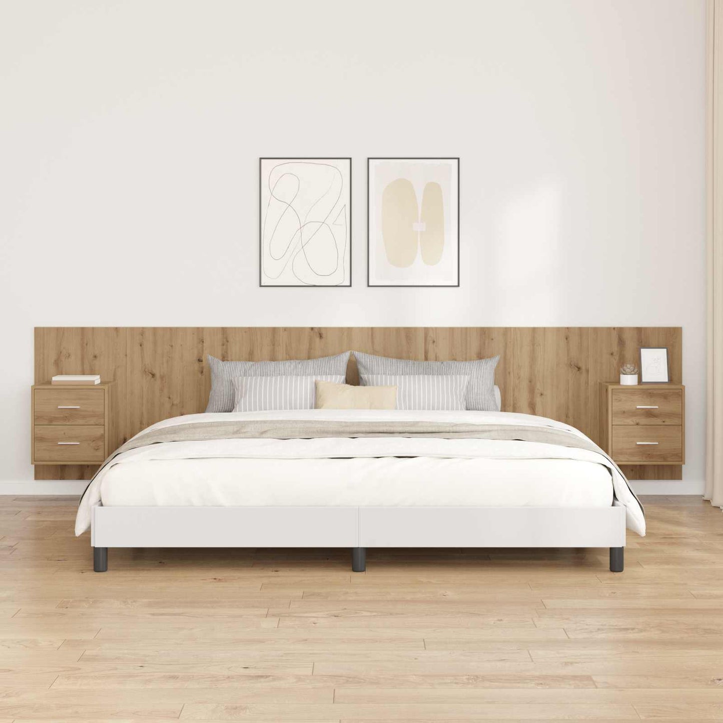 Headboard with Cabinet 3 pcs Artisan Oak Engineered Wood