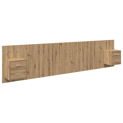 Headboard with Cabinet 3 pcs Artisan Oak Engineered Wood