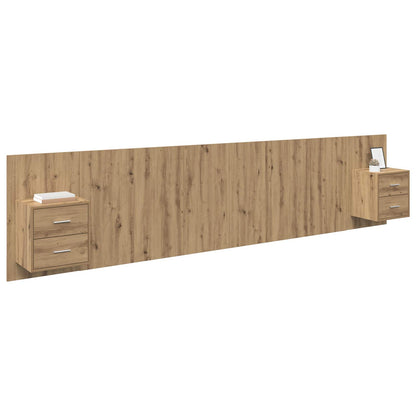 Headboard with Cabinet 3 pcs Artisan Oak Engineered Wood