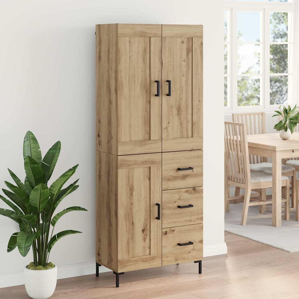 Highboard with Drawer 2 pcs Artisan Oak Engineered Wood