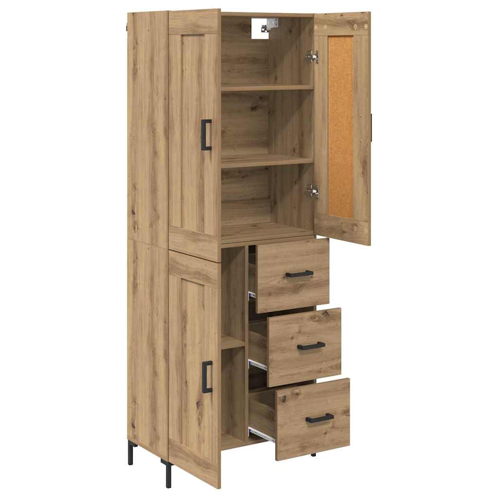 Highboard with Drawer 2 pcs Artisan Oak Engineered Wood