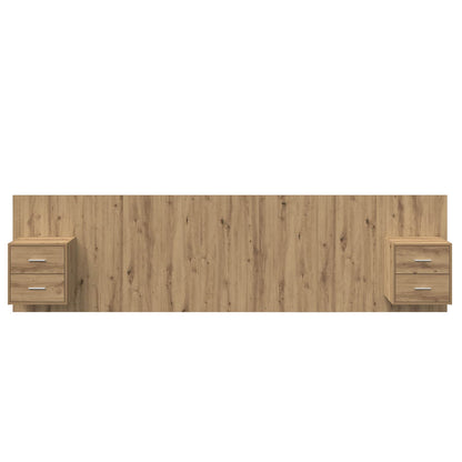 Headboard with Cabinet 3 pcs Artisan Oak Engineered Wood