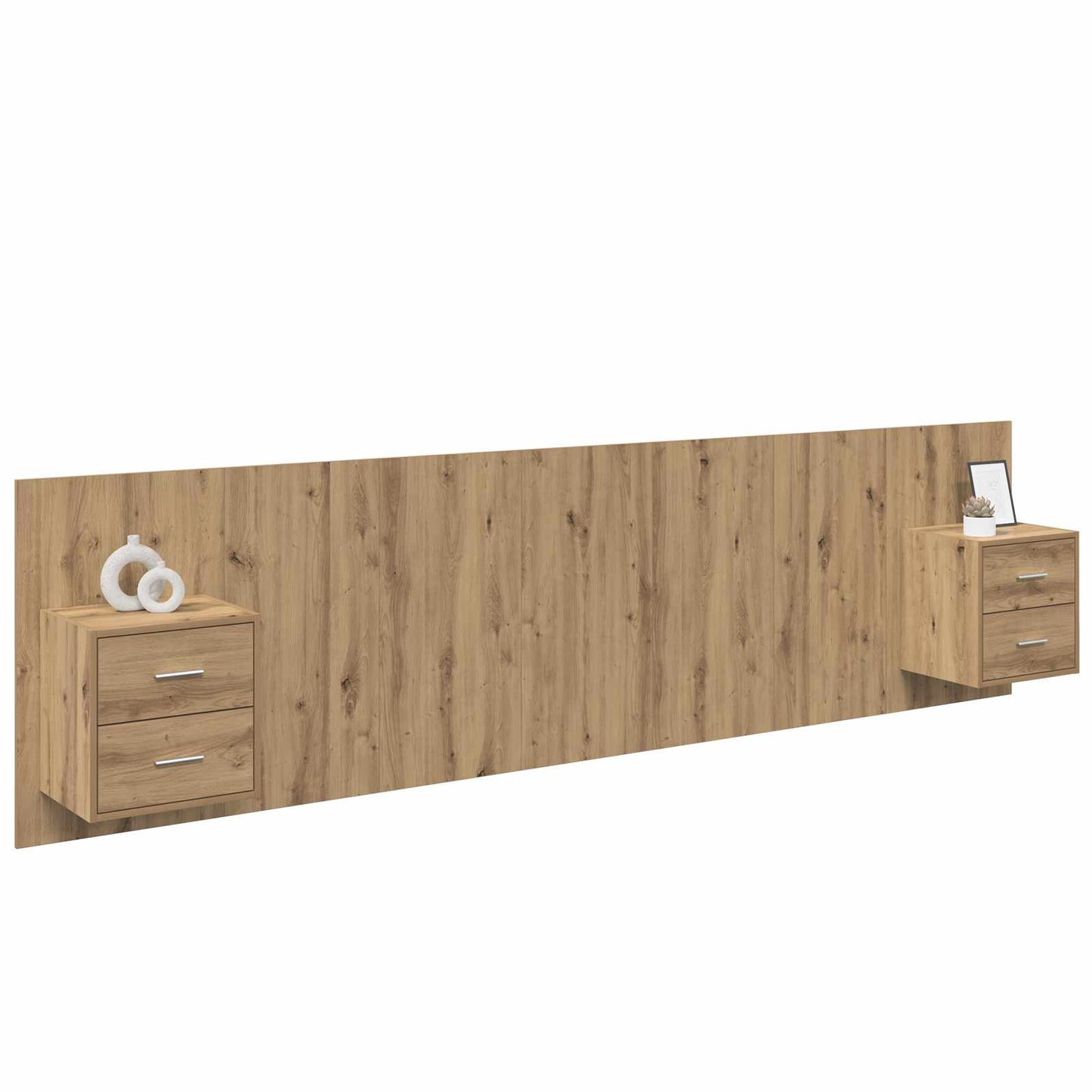 Headboard with Cabinet 3 pcs Artisan Oak Engineered Wood