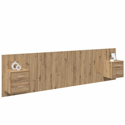 Headboard with Cabinet 3 pcs Artisan Oak Engineered Wood