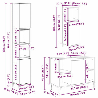 Bathroom Furniture Set 3 pcs Artisan Oak Engineered wood