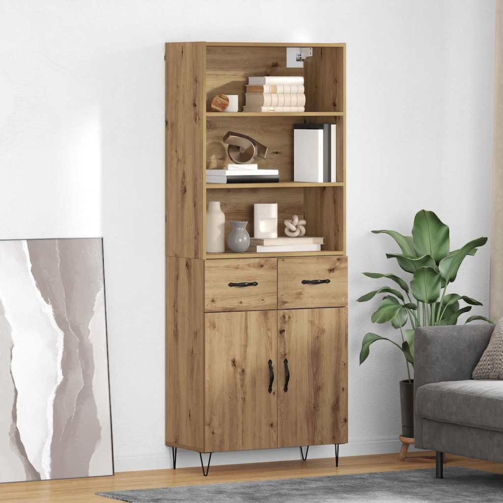 Highboard with Drawer 2 pcs Artisan Oak Engineered Wood