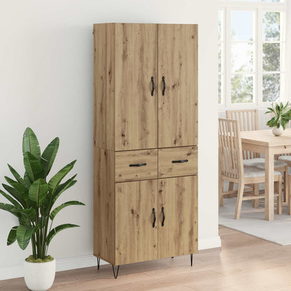 Highboard 2 pcs Artisan Oak Engineered Wood and Glass