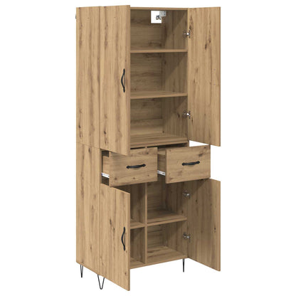 Highboard 2 pcs Artisan Oak Engineered Wood and Glass