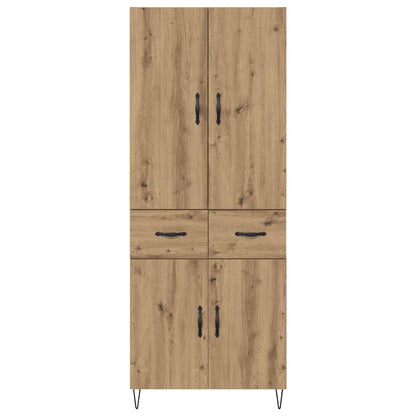 Highboard 2 pcs Artisan Oak Engineered Wood and Glass