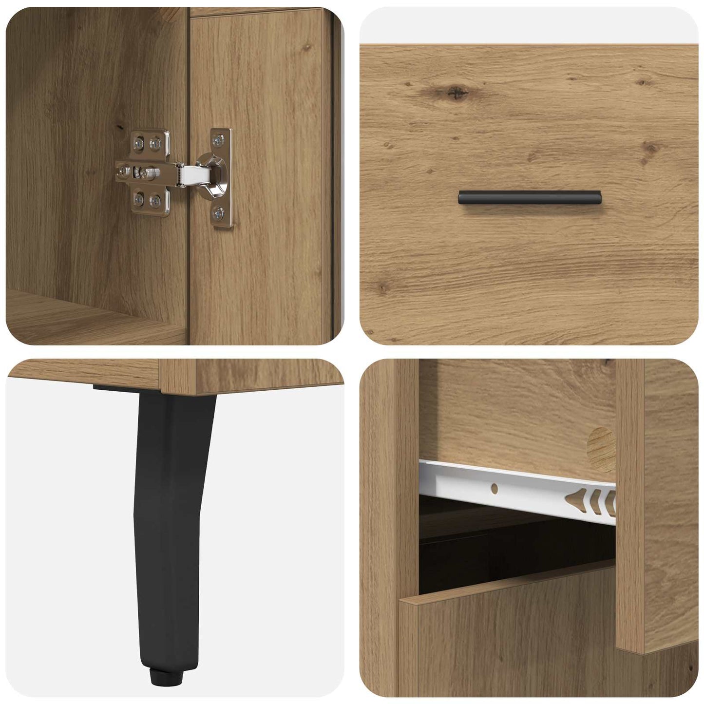 Highboard with Drawer 2 pcs Artisan Oak Engineered Wood
