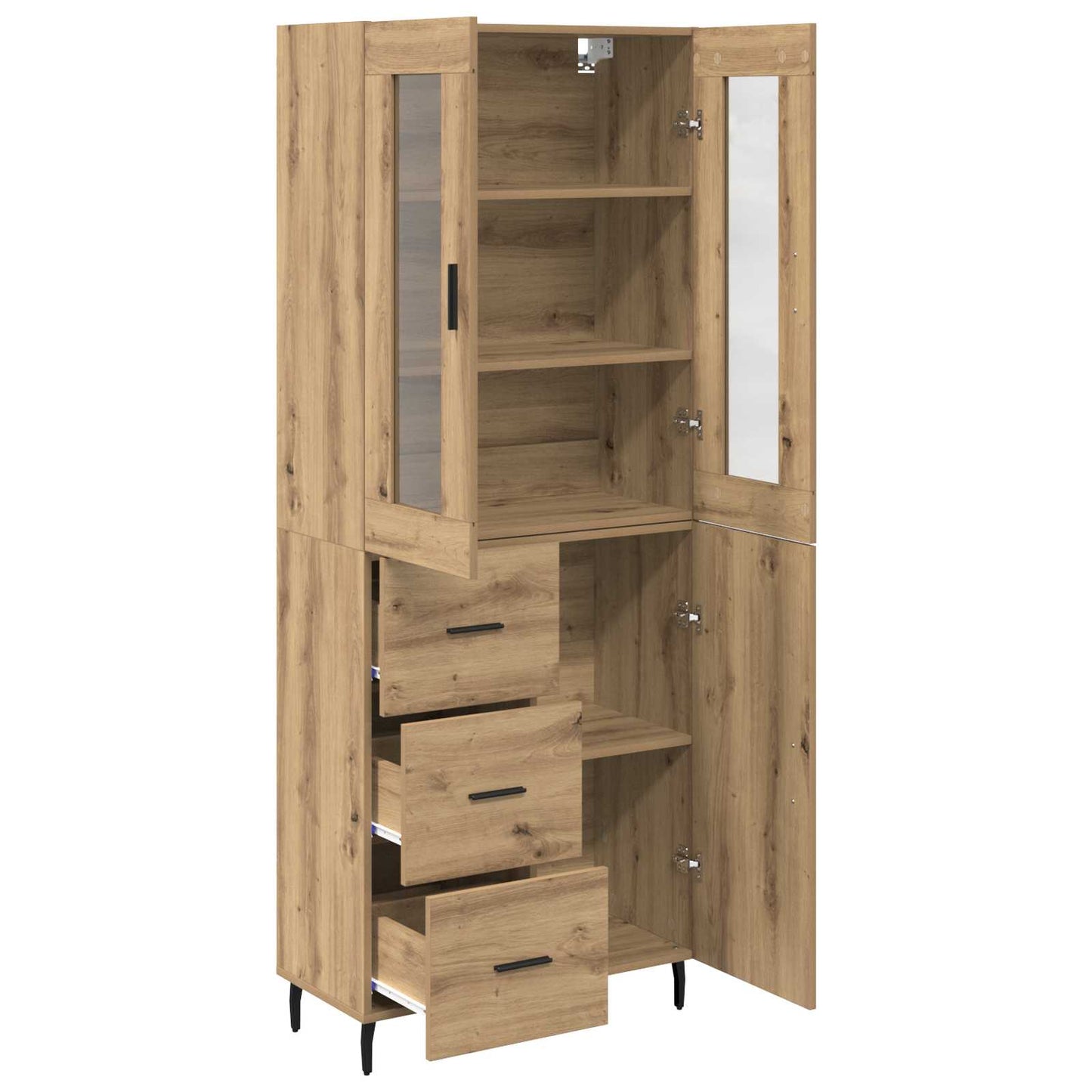Highboard with Drawer 2 pcs Artisan Oak Engineered Wood
