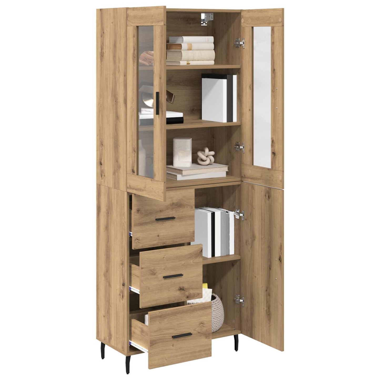 Highboard with Drawer 2 pcs Artisan Oak Engineered Wood
