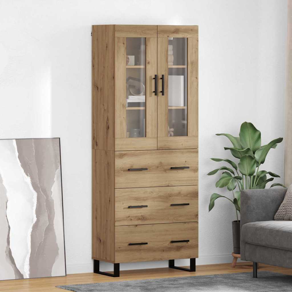 Highboard with Drawer 2 pcs Artisan Oak Engineered Wood