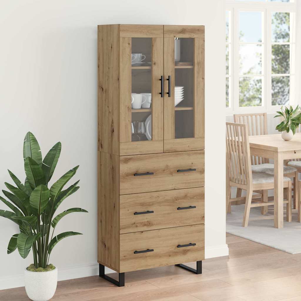 Highboard with Drawer 2 pcs Artisan Oak Engineered Wood