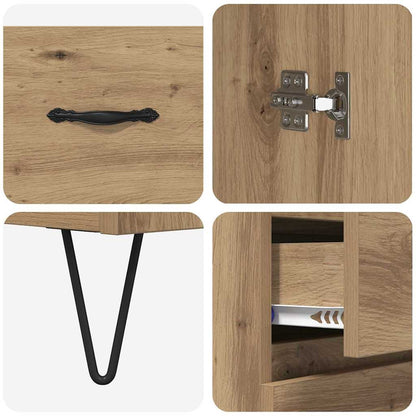 Highboard 2 pcs Artisan Oak Engineered Wood and Glass