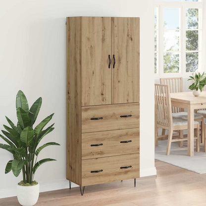 Highboard 2 pcs Artisan Oak Engineered Wood and Glass