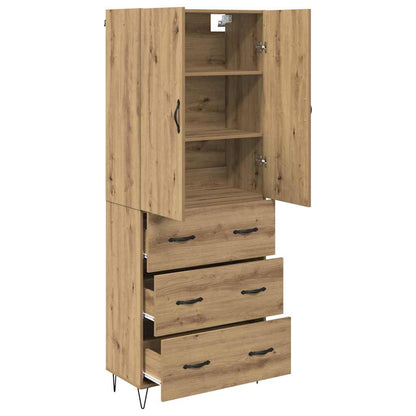 Highboard 2 pcs Artisan Oak Engineered Wood and Glass