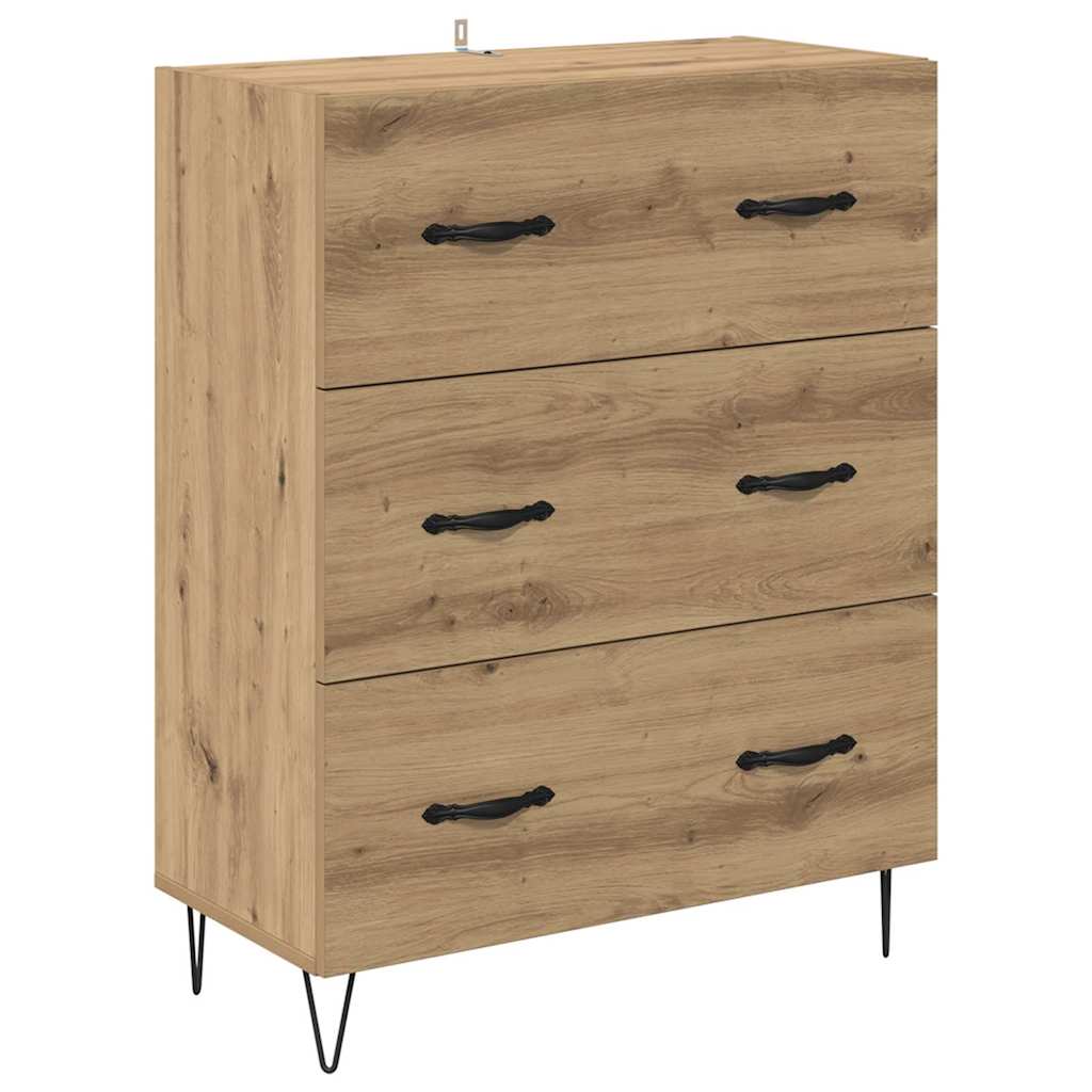 Highboard 2 pcs Artisan Oak Engineered Wood and Glass