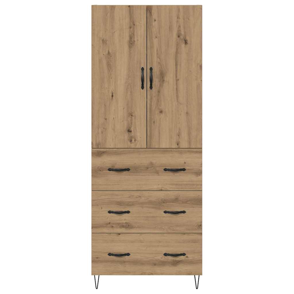 Highboard 2 pcs Artisan Oak Engineered Wood and Glass