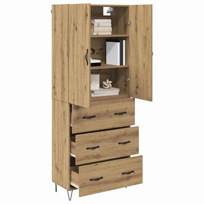 Highboard 2 pcs Artisan Oak Engineered Wood and Glass