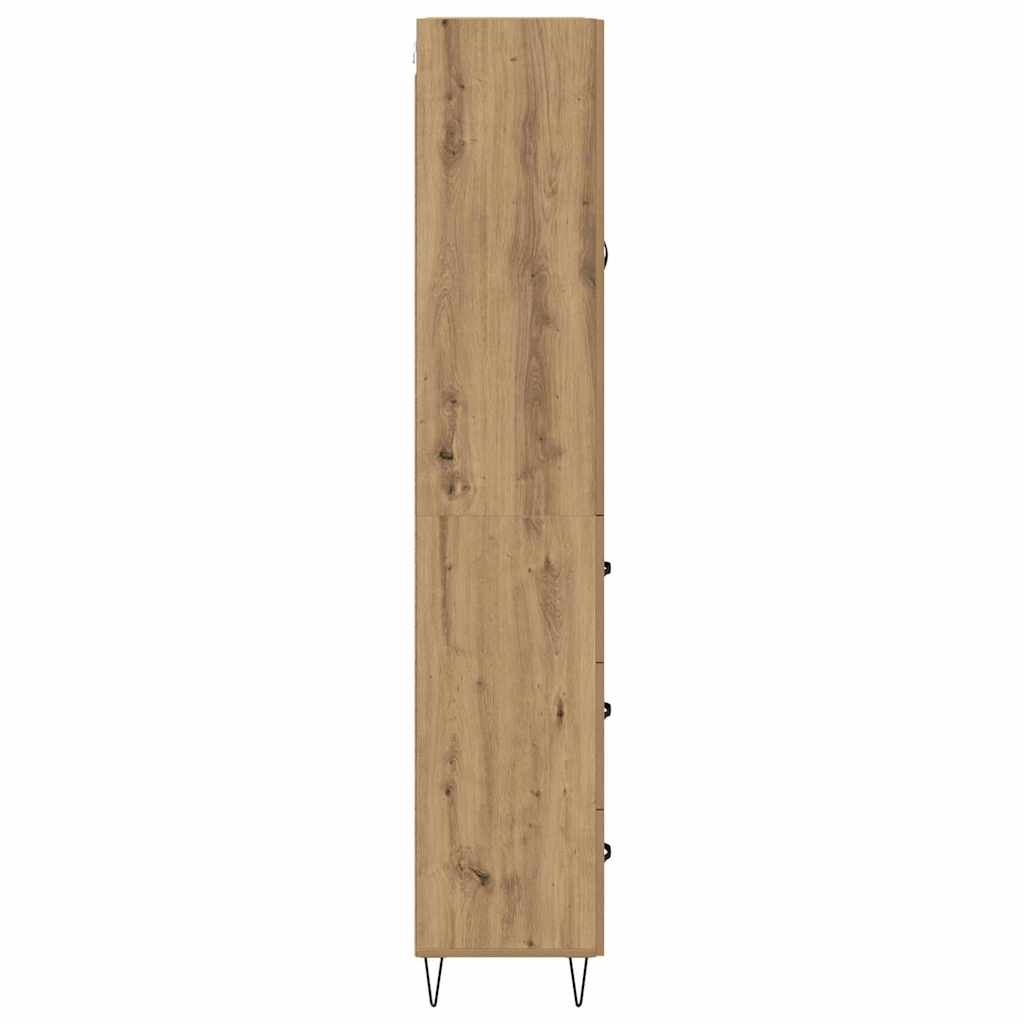 Highboard 2 pcs Artisan Oak Engineered Wood and Glass