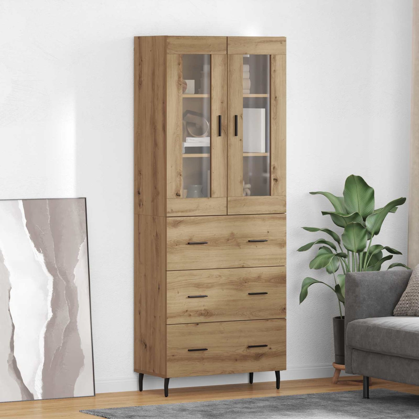 Highboard with Drawer 2 pcs Artisan Oak Engineered Wood