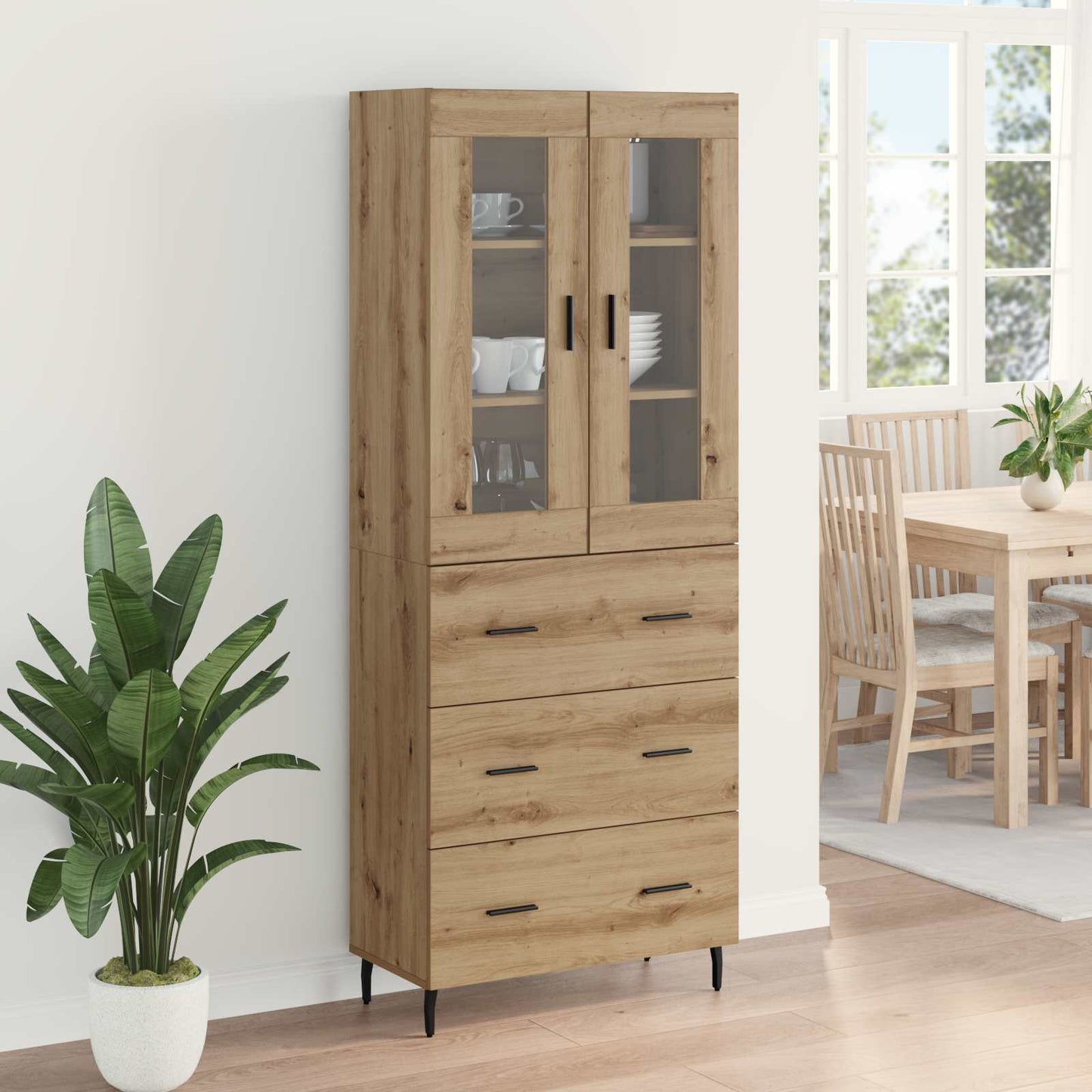 Highboard with Drawer 2 pcs Artisan Oak Engineered Wood