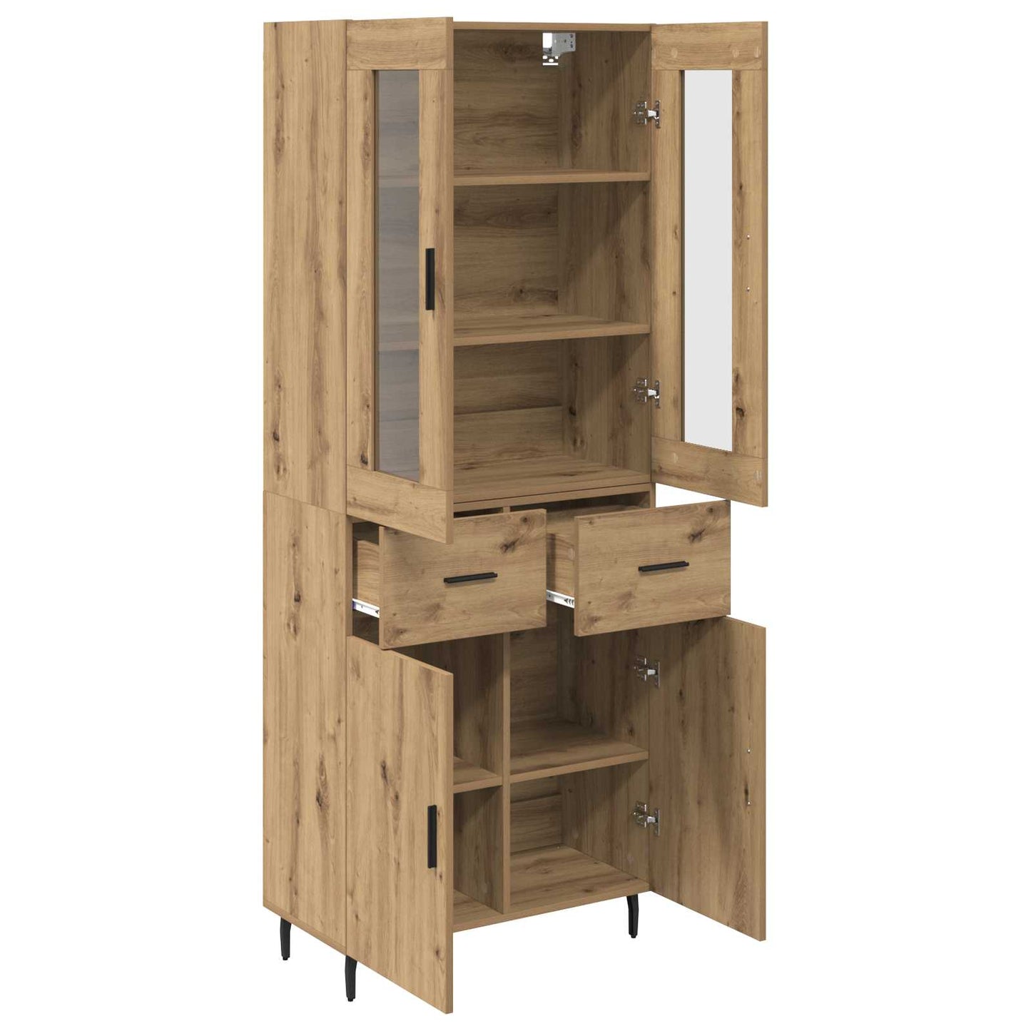 Highboard with Drawer 2 pcs Artisan Oak Engineered Wood