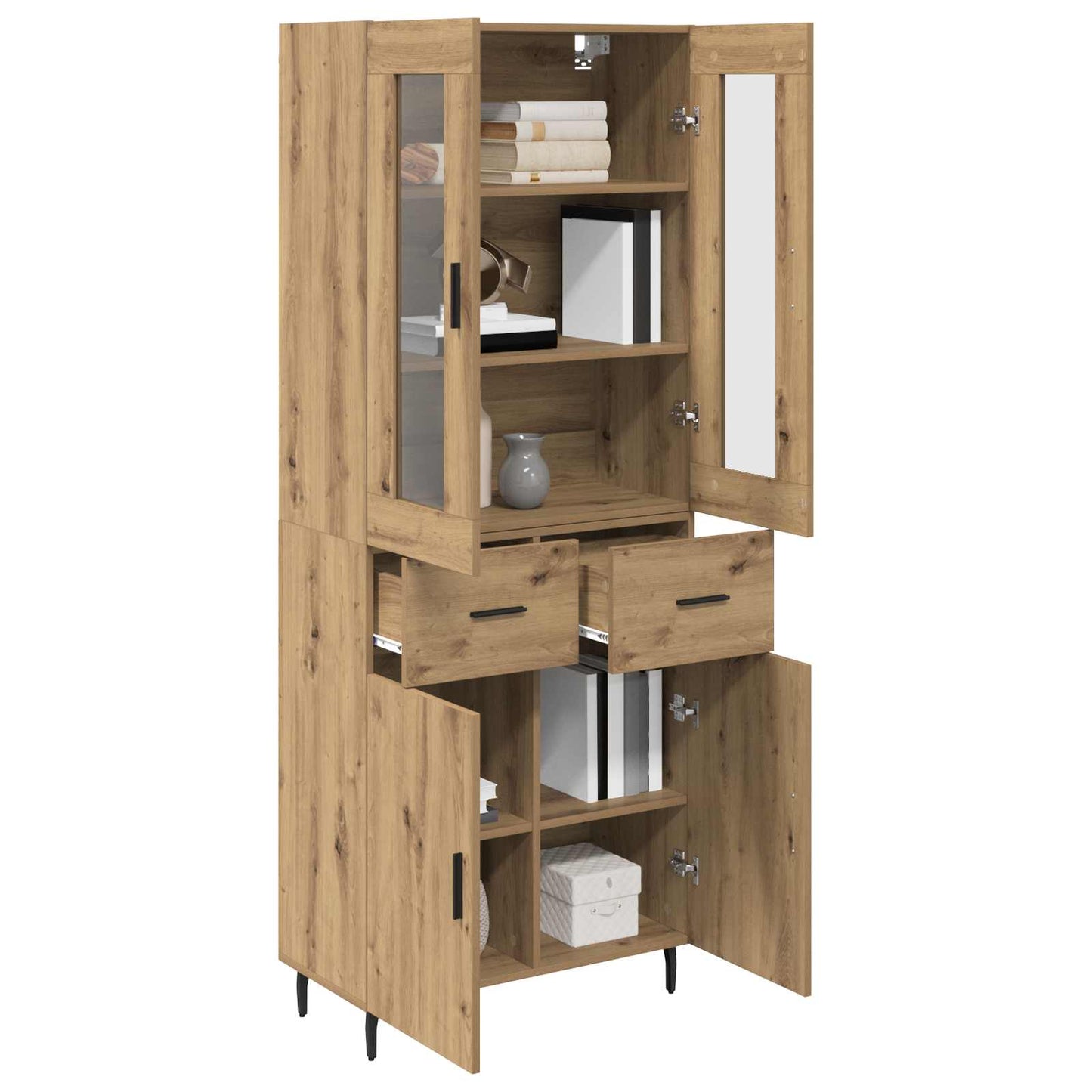 Highboard with Drawer 2 pcs Artisan Oak Engineered Wood